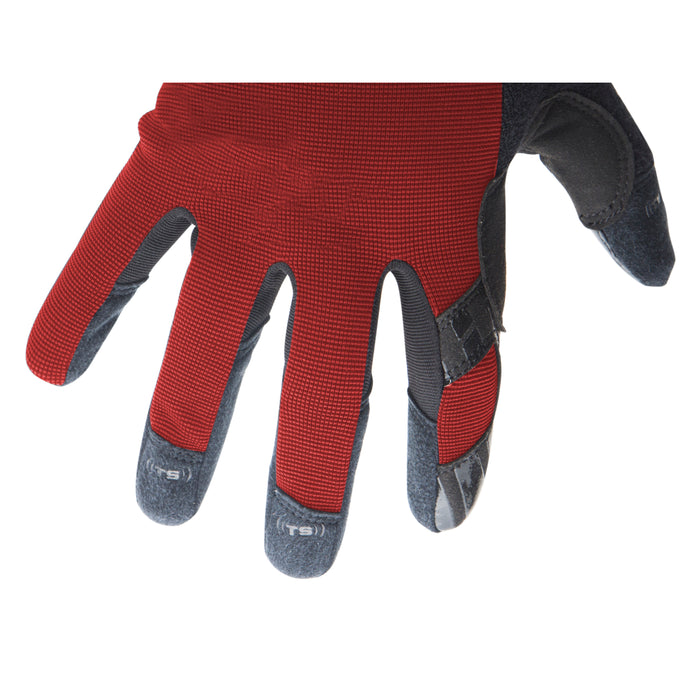 Silicone Grip Touch-Screen Compatible Mechanic Gloves in Red