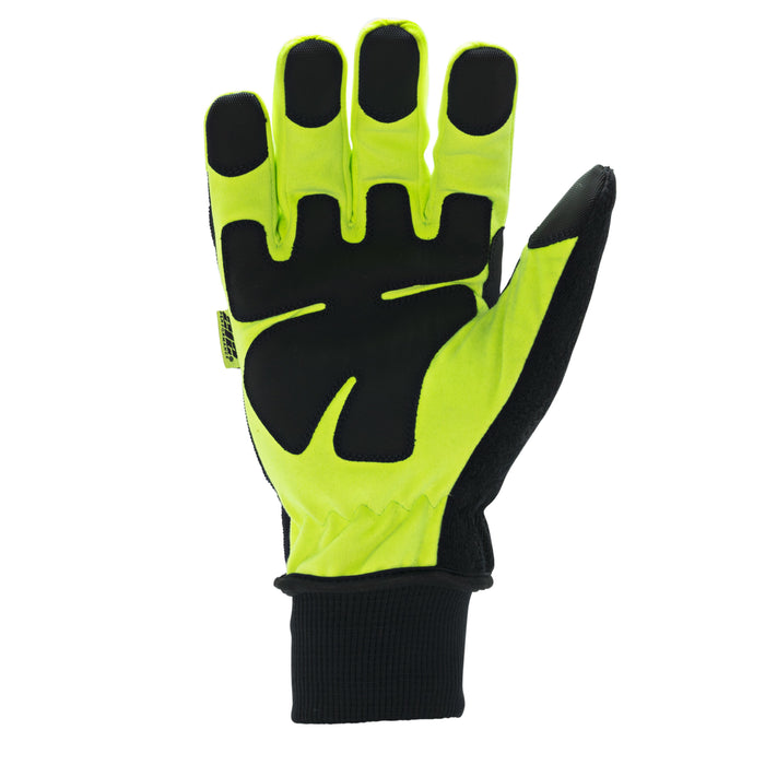 Waterproof Fleece Lined Impact Protective Tundra Winter Work Gloves in Black and Hi-Viz Yellow