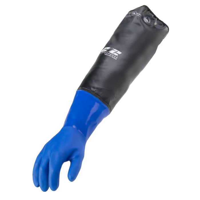 Heat and Liquid Resistant Elbow Length Protective Gloves in Blue and Black