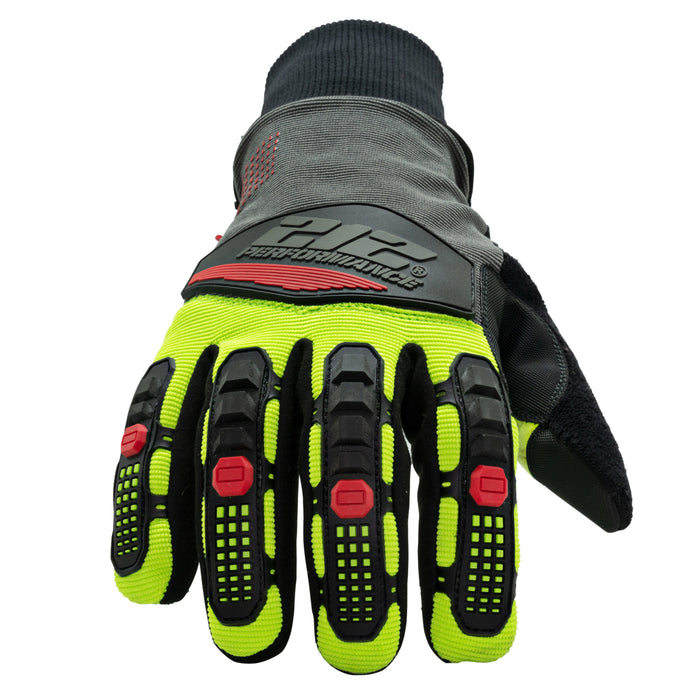 Waterproof Fleece Lined Impact and ANSI A3 Cut Resistant Tundra Winter Work Gloves in Black