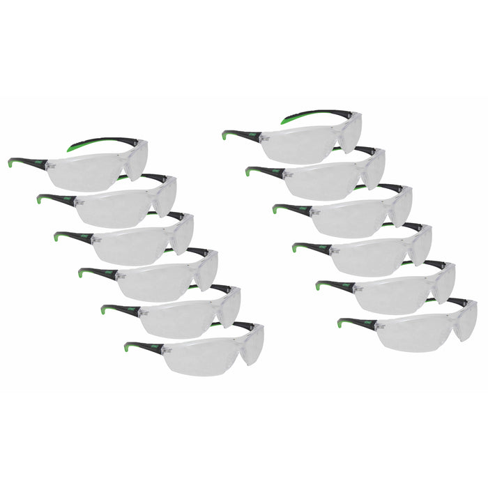 Scratch Resistant TPR Padded Temple Clear Lens Safety Glasses 12-Pair Bulk Pack