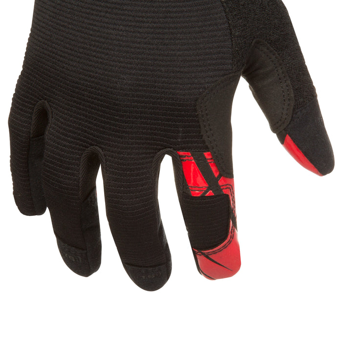 Silicone Grip Touch-Screen Compatible Mechanic Gloves in Black with Red Palm